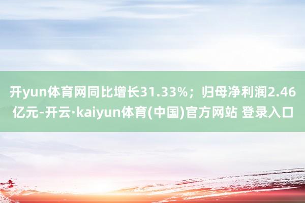 开yun体育网同比增长31.33%；归母净利润2.46亿元-开云·kaiyun体育(中国)官方网站 登录入口